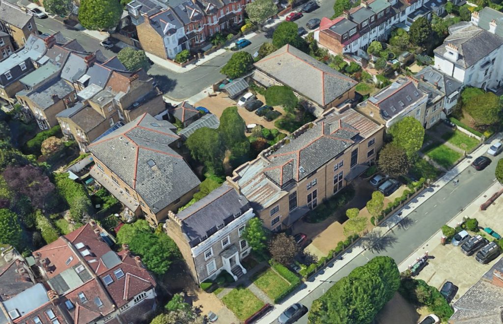 Aerial photo of Park hill London Residential area