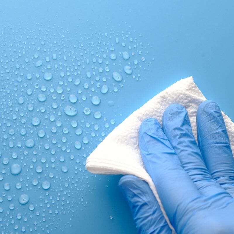 Cleaning surface with paper cloth