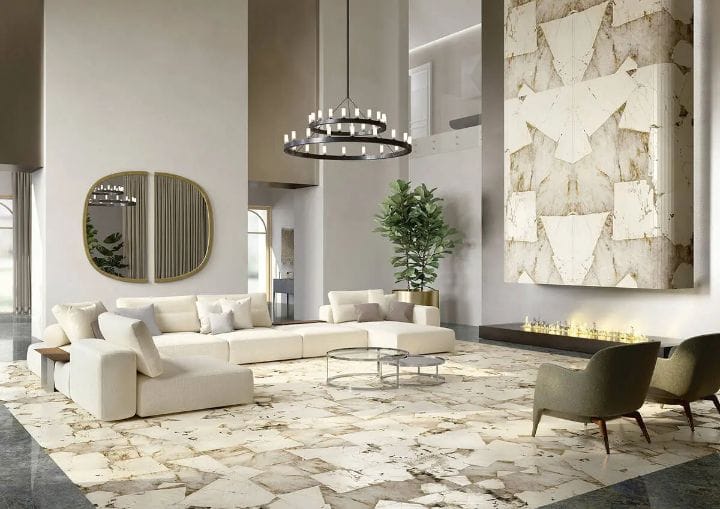Luxury stone floor in living room area